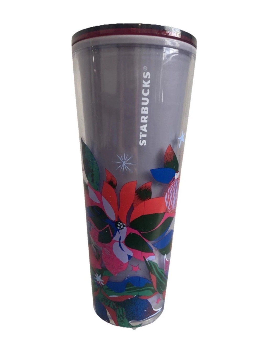 Holiday Starbucks Purple Blue Color Change Venti Tumbler Floral Ornaments 24oz